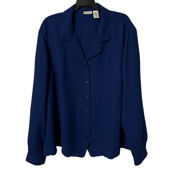 Liz Baker Womans Royal Blue Button-Up Blouse 26W Polyester Long Sleeve women top - Picture 1 of 12